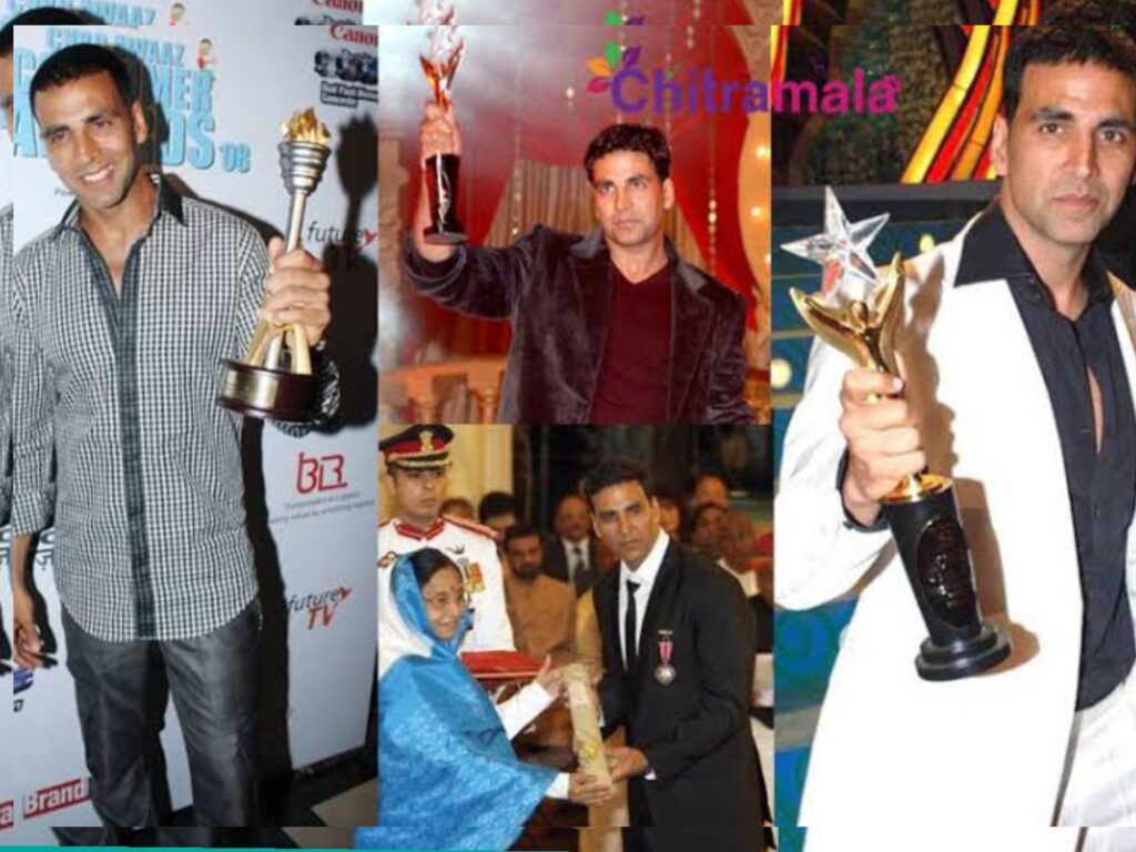 Akshay Kumar with film awards 